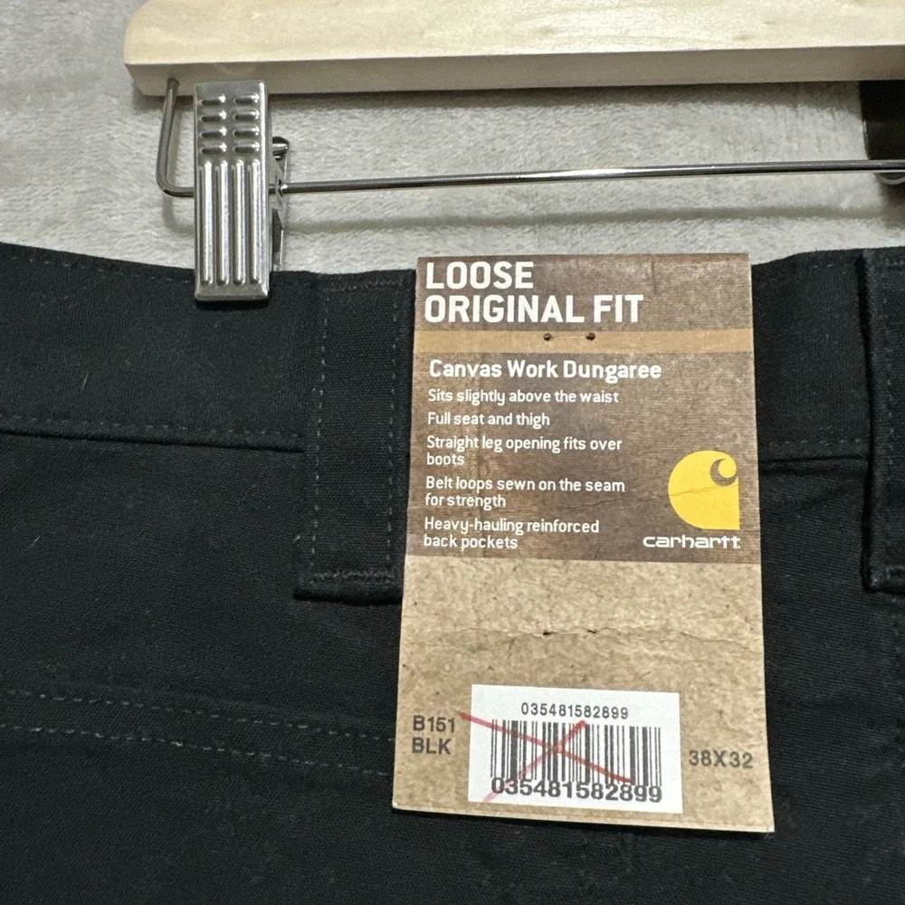 Carhartt Pants Mens 38x32 Loose Straight Washed Duck Dungaree Black Original Fit